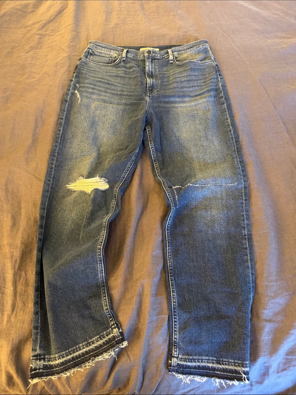 Hudson Jeans Blue Distressed Straight Leg Denim